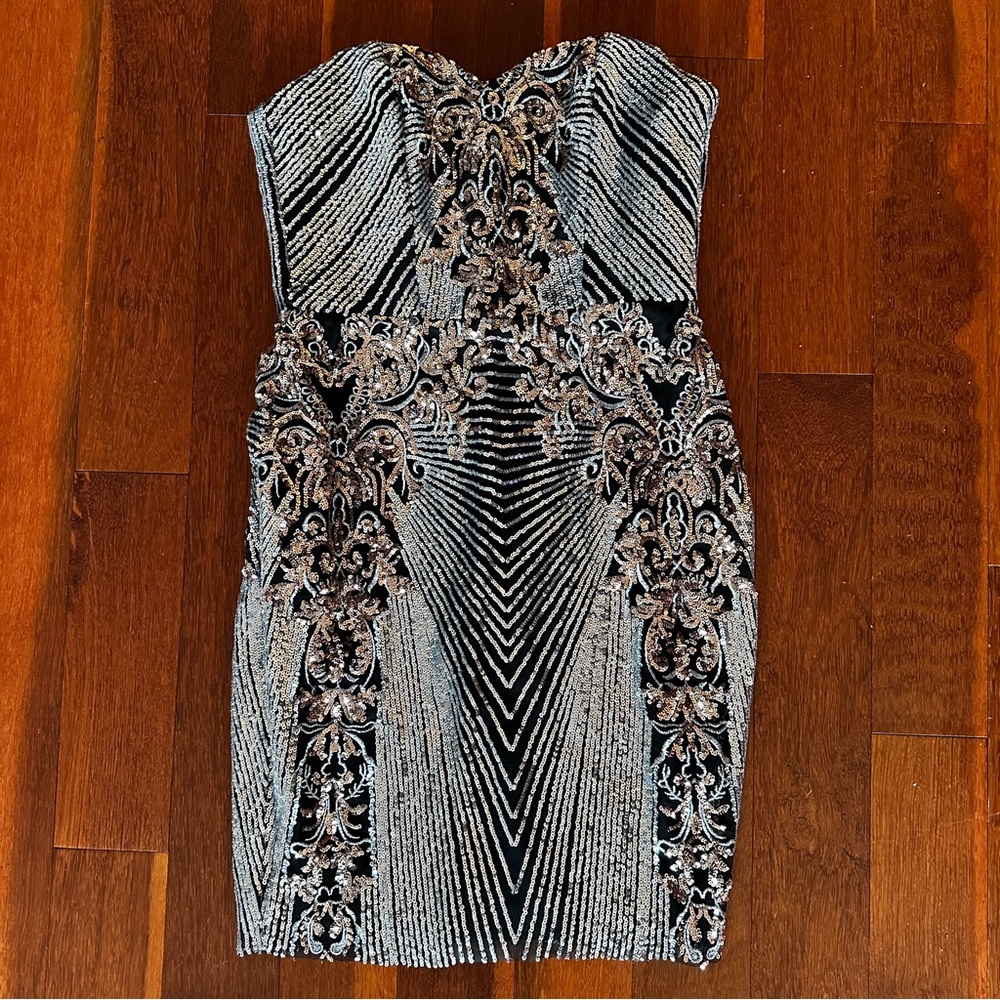 City Goddess London Sequin Strapless Dress ~ Sz4 - Picture 6 of 10